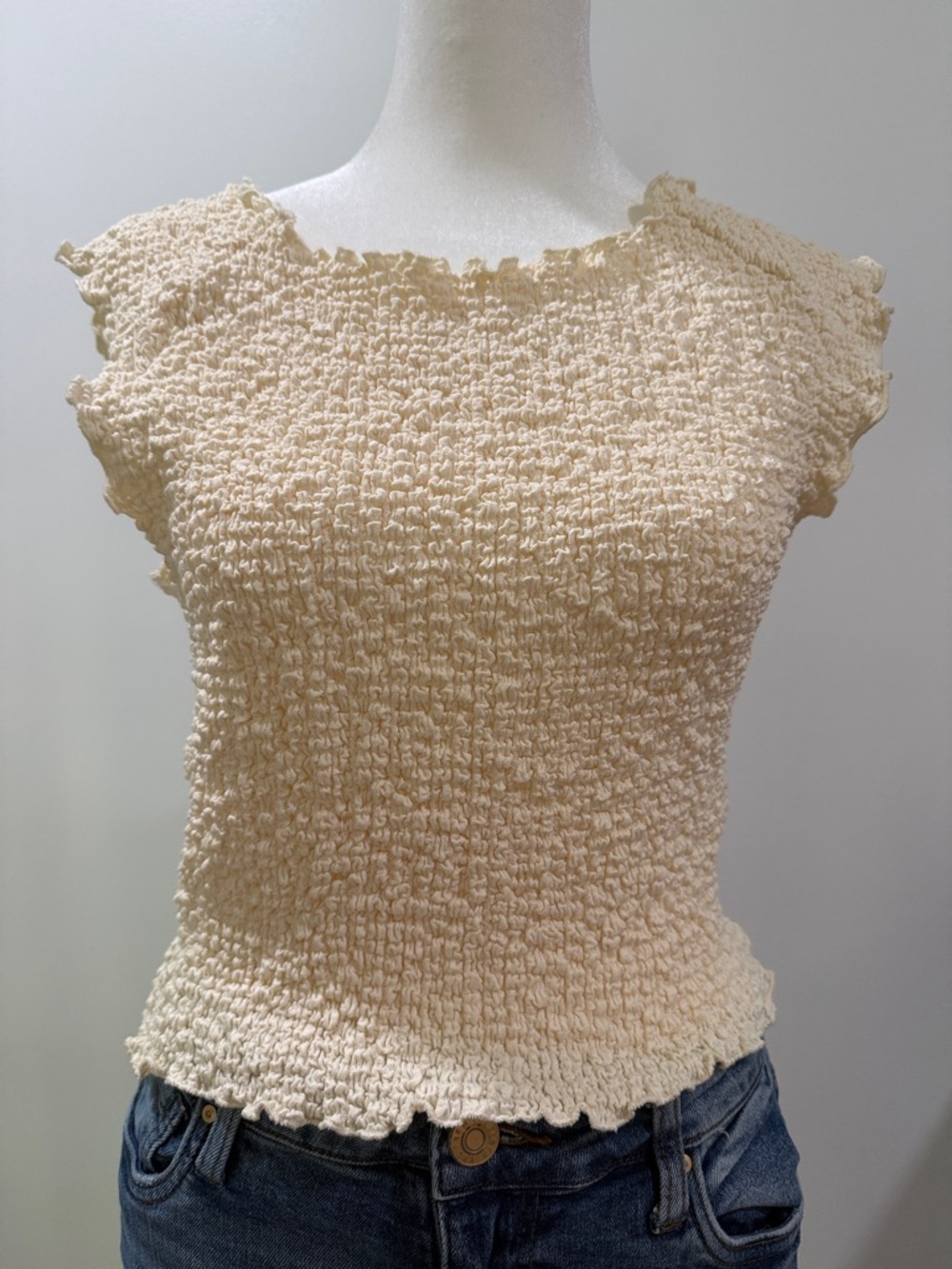 Molly Green Boutique Butter Yellow Textured Sleeveless Top